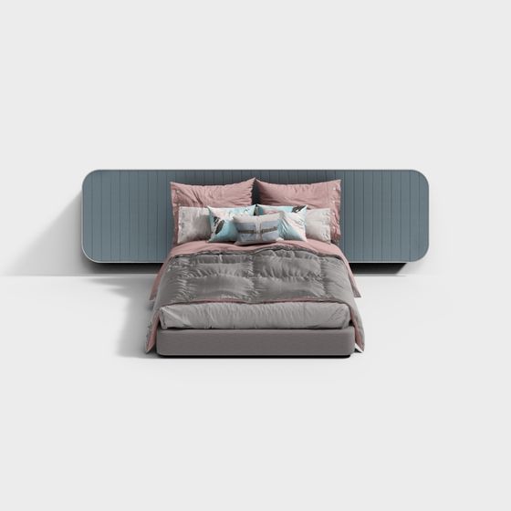 Stylish Low-Polygon Bed Frame 3D model for Modern Interiors