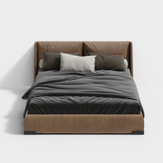 Stylish Modern Bed 3D model for Cozy Bedrooms