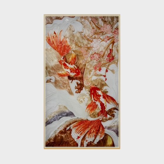 Koi Fish Leaping Over the Dragon Gate 3D model