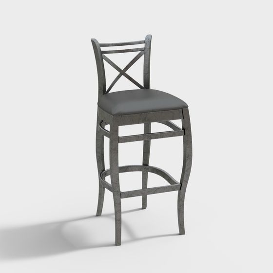 Elegant Gray Marble Bar Stool 3D model
