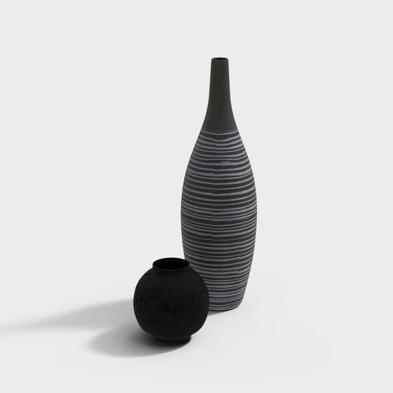 Striped Artistic Vase 3D model