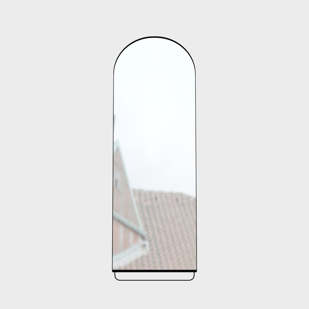 잉케 - 알루미늄 장식 거울 - 바닥 아치 거울 스크럽 블랙 AL057-500x1500