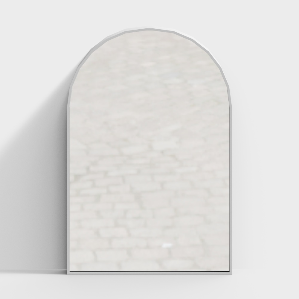 잉코 - 알루미늄 장식 거울 - 직각 아치 거울 브러시 실버 AL057-500x750