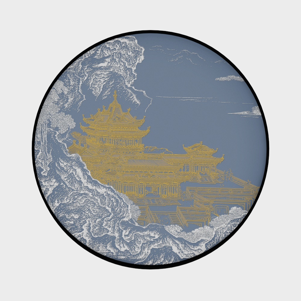 Jane on - stereoscopic texture painting - Xuanguan decorative painting - heavy building overlay B