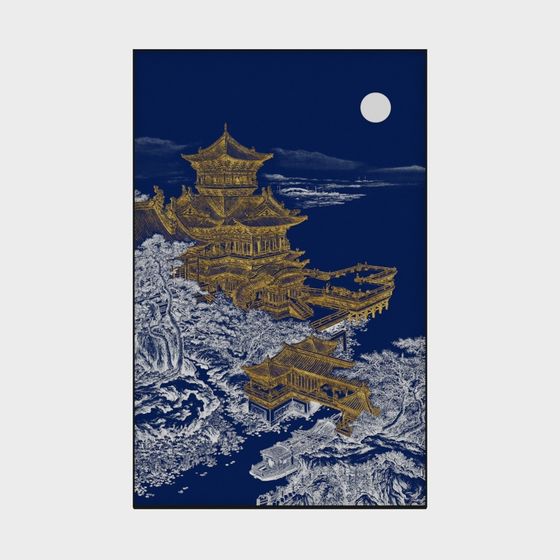 Jane on - 입체 질감 그림 - Xuanguan 장식 그림 - 달 Joan Yu 아래