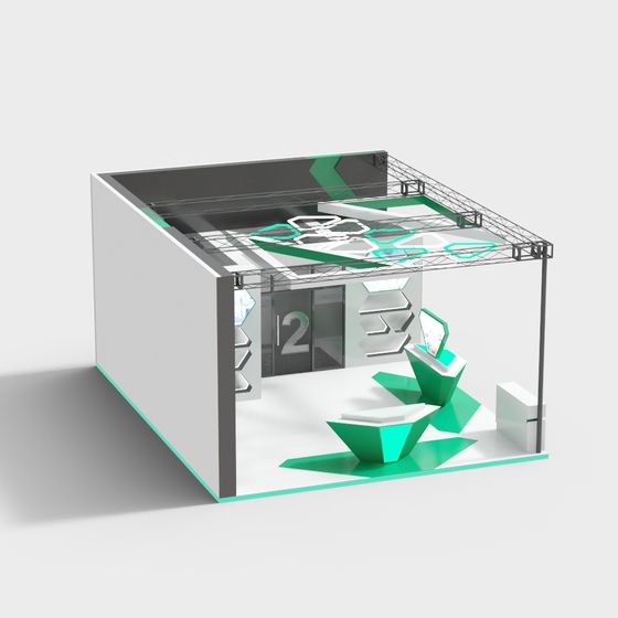 Futuristic Low-Poly Exhibition Space 3D model
