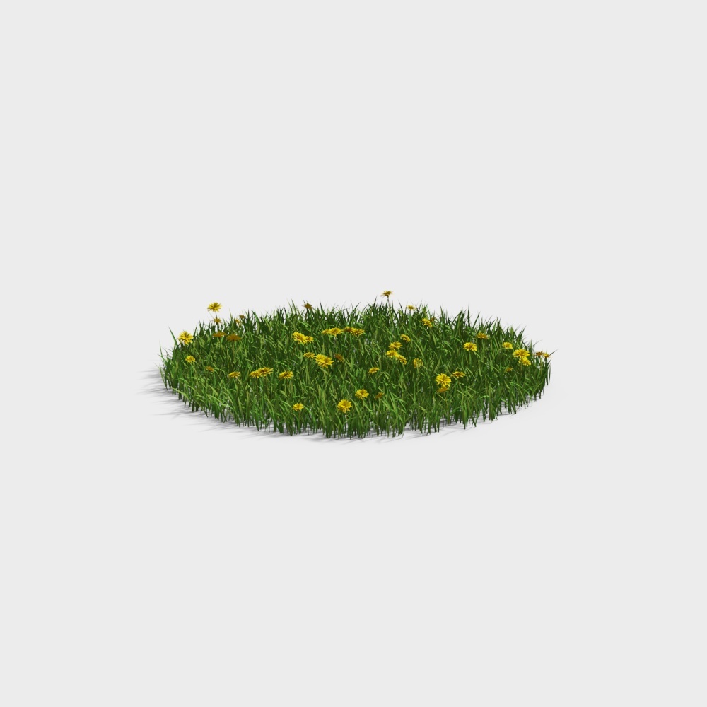 Lush Grass and Daisy 3D Model – Natural Low-Poly Scene