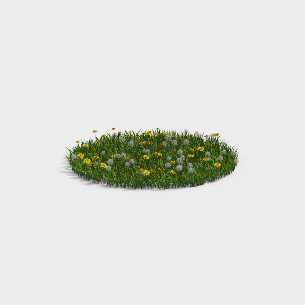 Lush Grass and Wildflowers 3D Model – Low-Poly Nature Asset