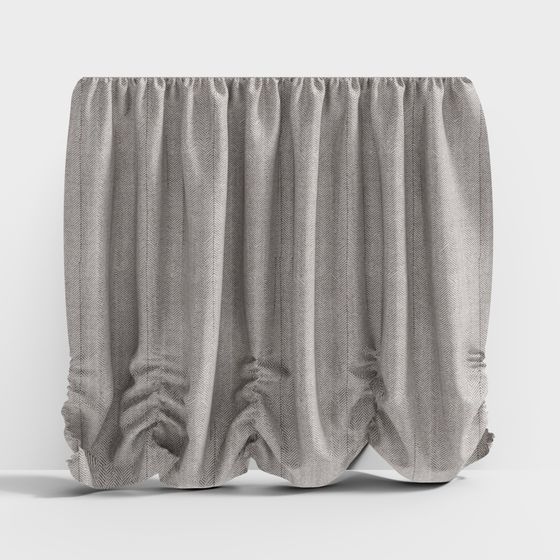 Elegant Wrinkled Curtain 3D model for Creative Spaces