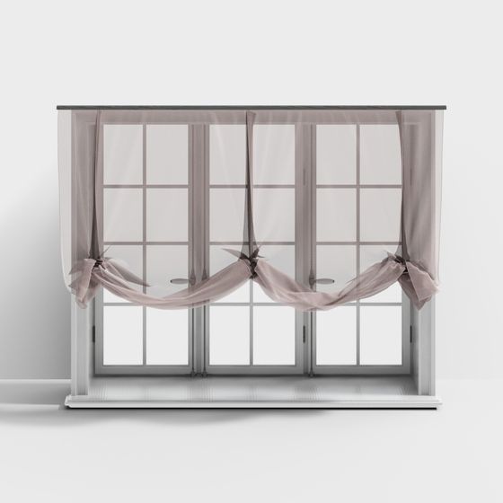 Chic Sheer Curtain Window 3D model for Modern Spaces