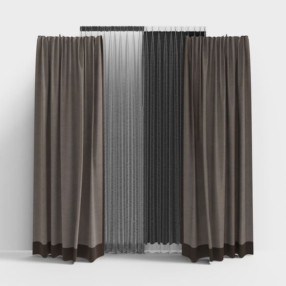 Elegant Low-Poly Curtain 3D model for Modern Interiors