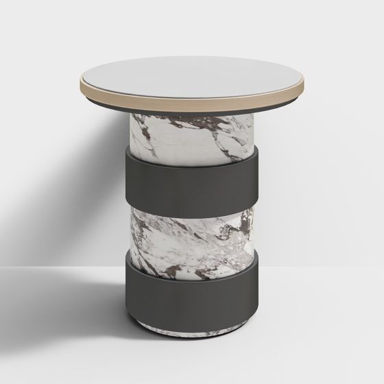 Stylish Low-Poly Marble Round Table 3D model