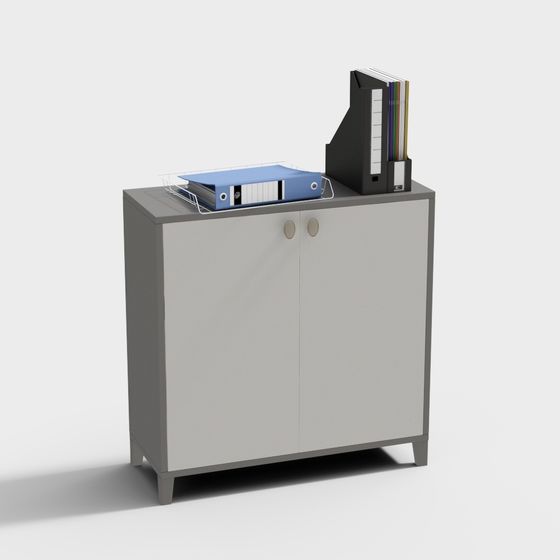 Elegant Low-Poly Office Cabinet 3D model for Modern Workspaces