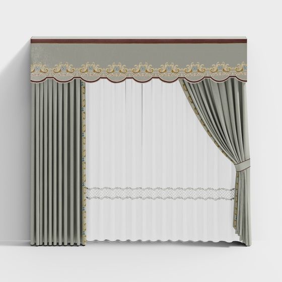 Elegant 3D Curtain Model for Interior Design