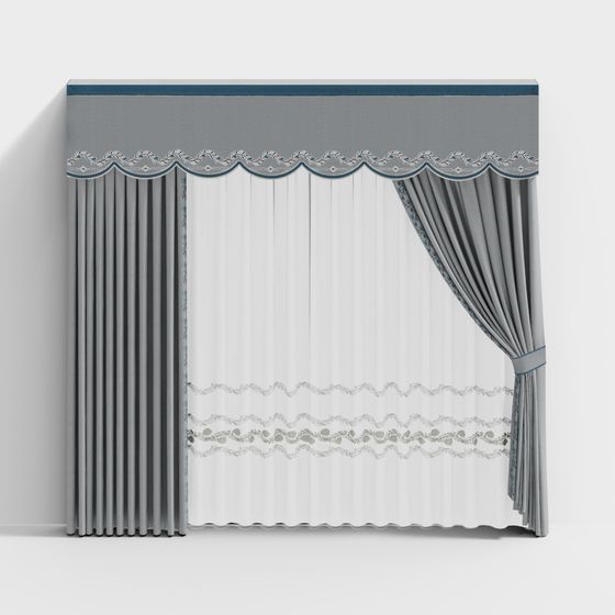 Elegant Low-Poly Curtain 3D model for Modern Interiors