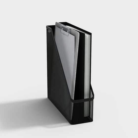 Sleek Paper Tray 3D Model in Black and Gray