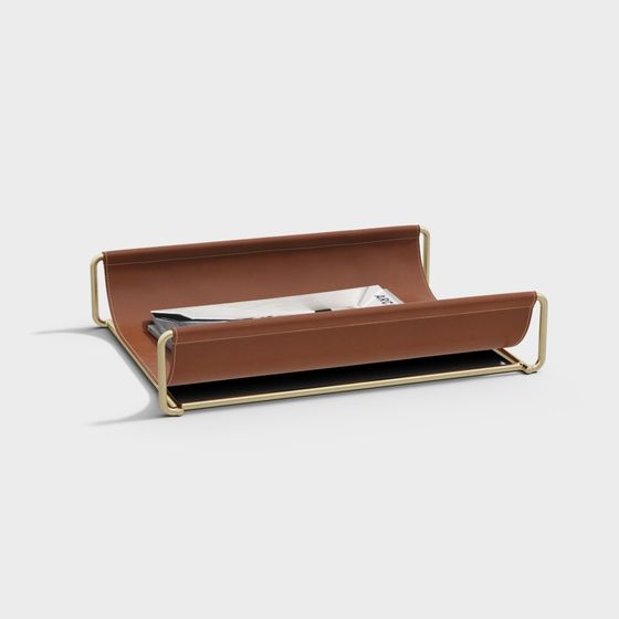Elegant Leather File Rack 3D model