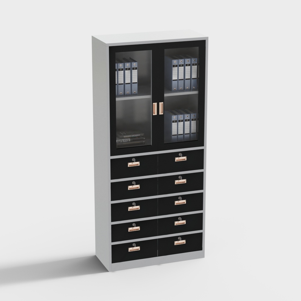 Stylish Low Poly Filing Cabinet 3D model