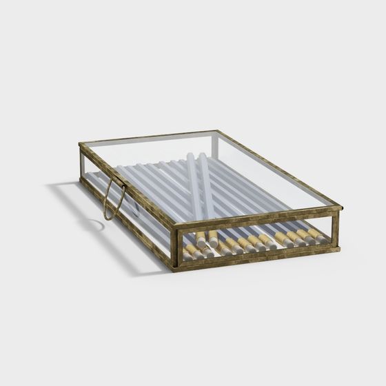 Elegant Low-Polygon 3D Model with Gold Frame