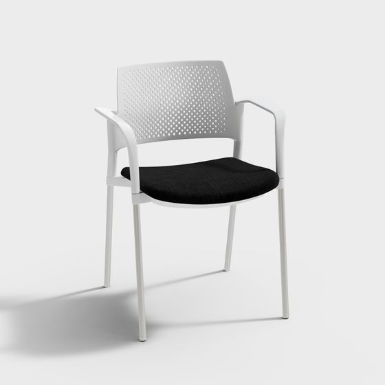 Modern Office Meeting Chair 3D Model in Black