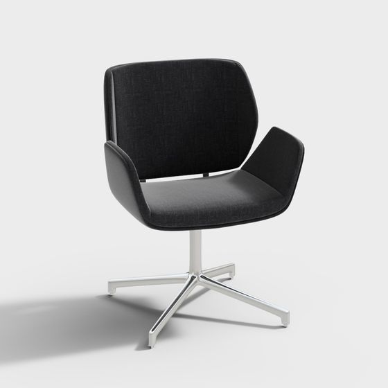 Modern Black Office Meeting Chair 3D Model for Workspaces