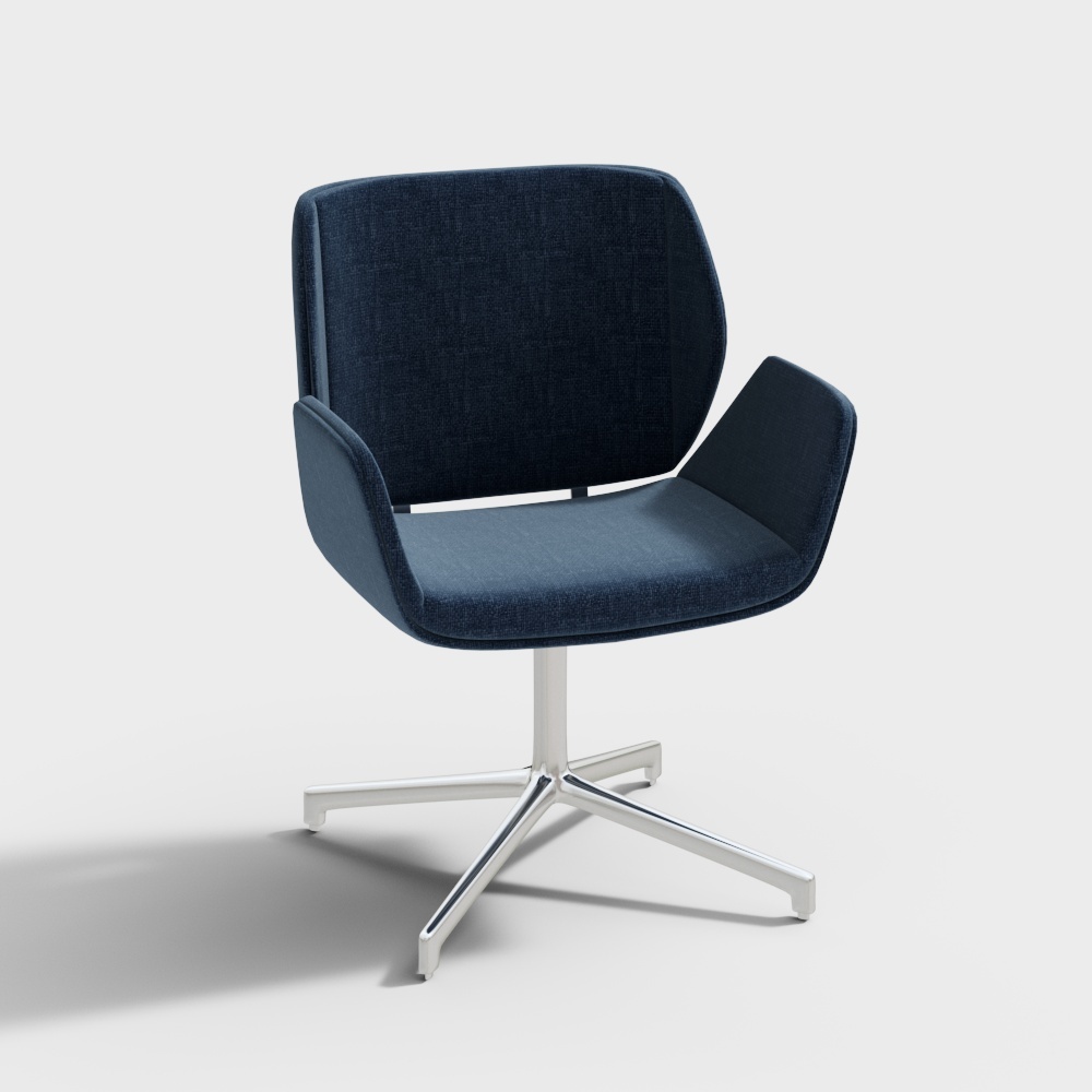 Urban Leisure Chair 3D Model – Navy Blue Minimalist Design