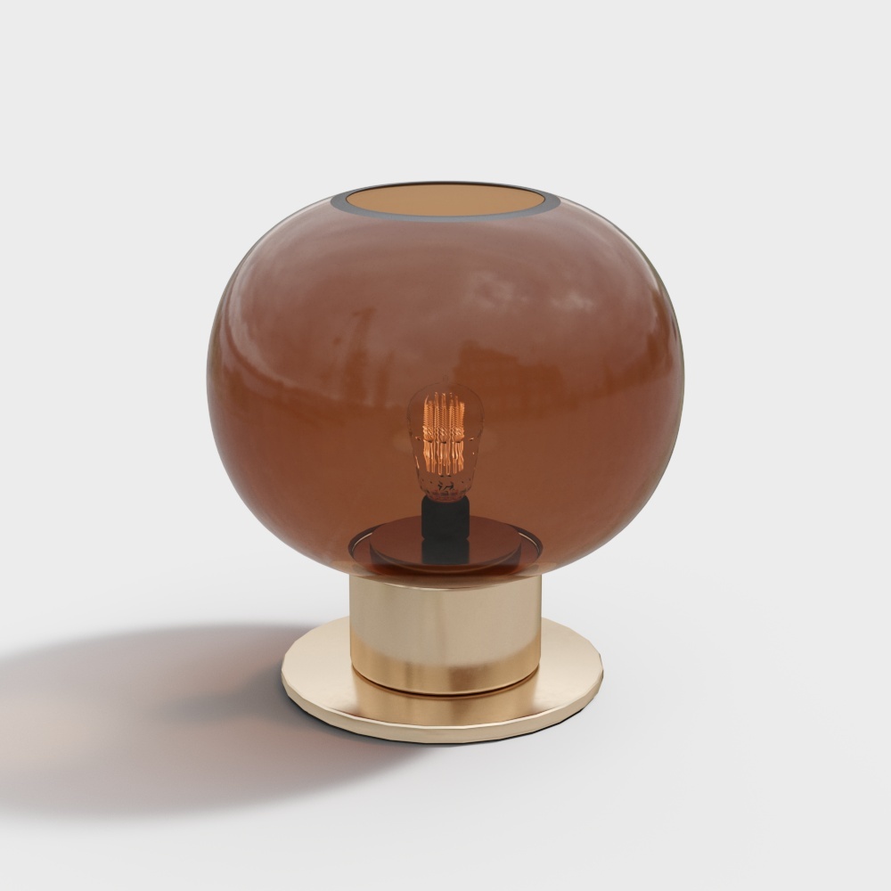 Elegant Table Lamp 3D Model – Glass and Gold Metal