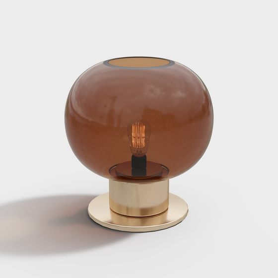 Elegant 3D Model Table Lamp with Glass and Metal Design