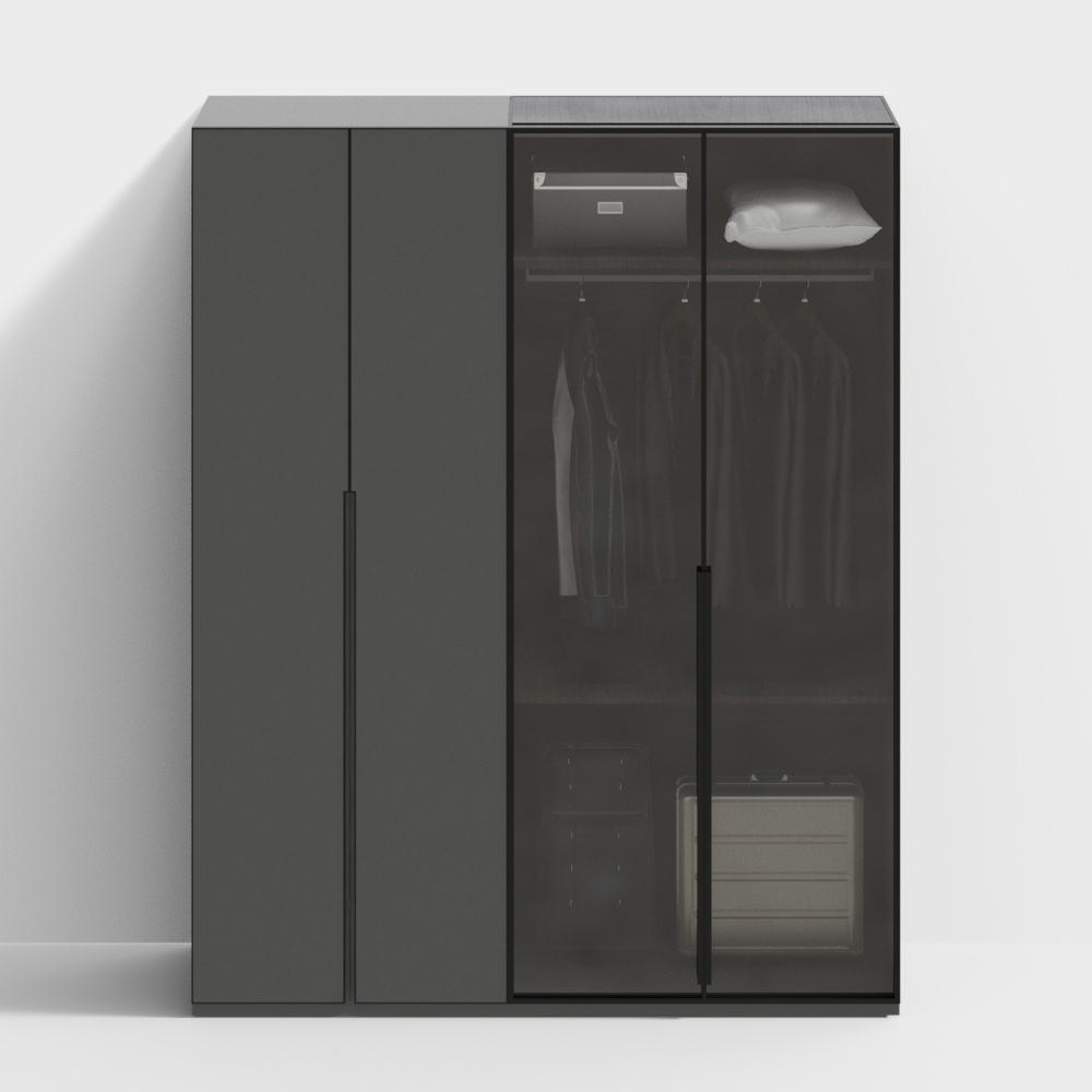 Modern flat open wardrobe - four open doors