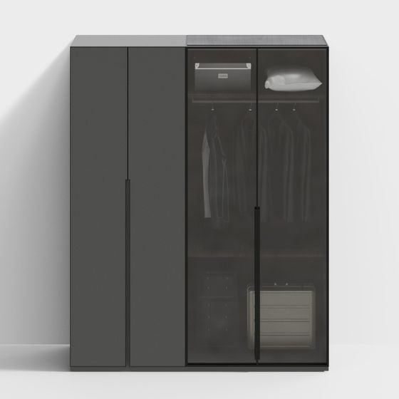 Stylish Wardrobe 3D model in Modern Aesthetic