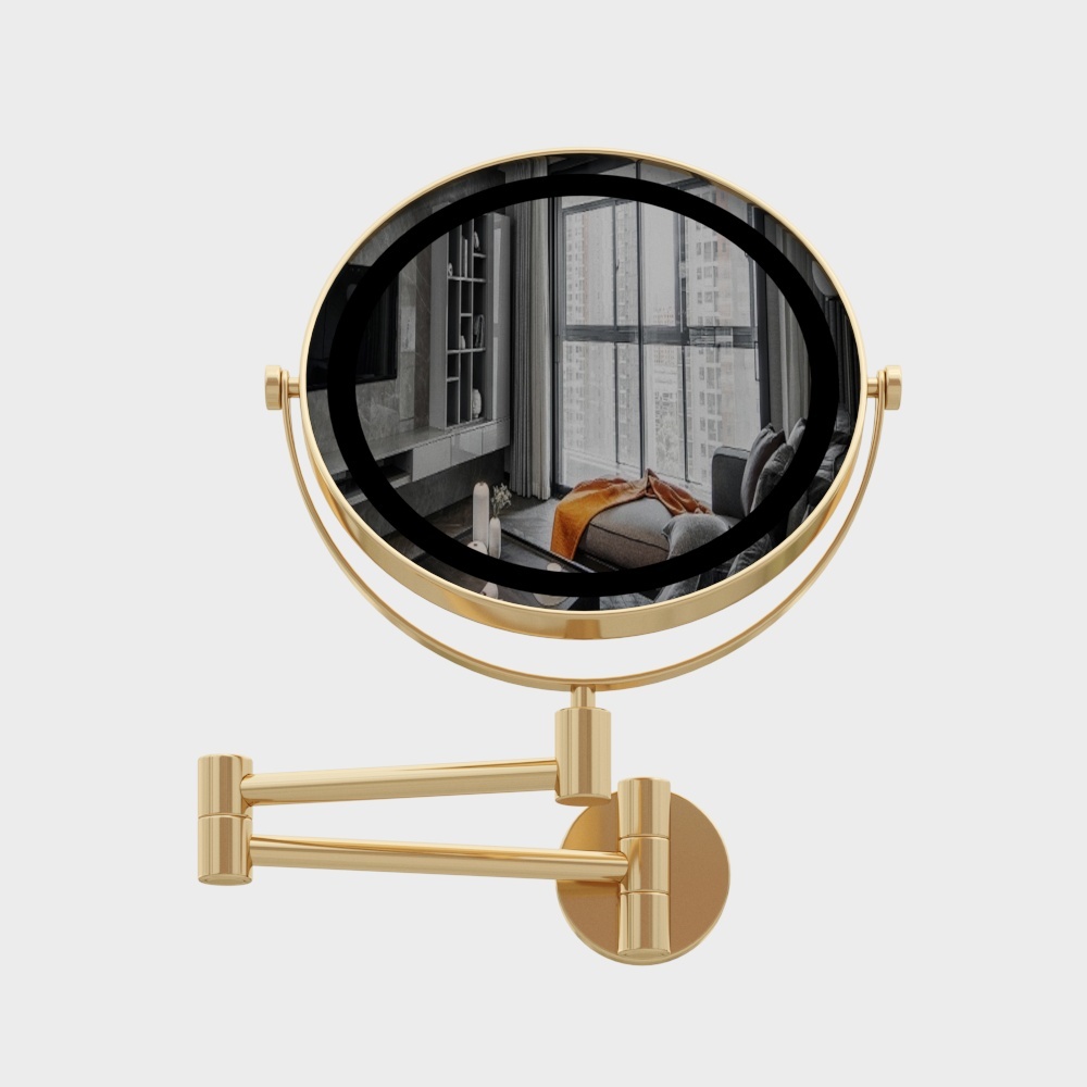 Elegant Golden Retractable Wall Mirror 3D model