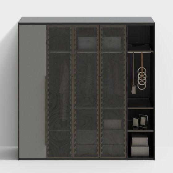 Armadio moderno con ante in vetro leggero - armadio a cinque ante aperte