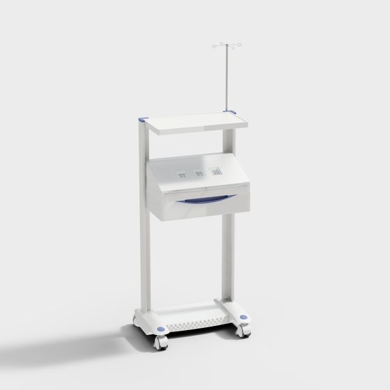 Stylish Mobile Nursing Cart 3D model for Medical Settings