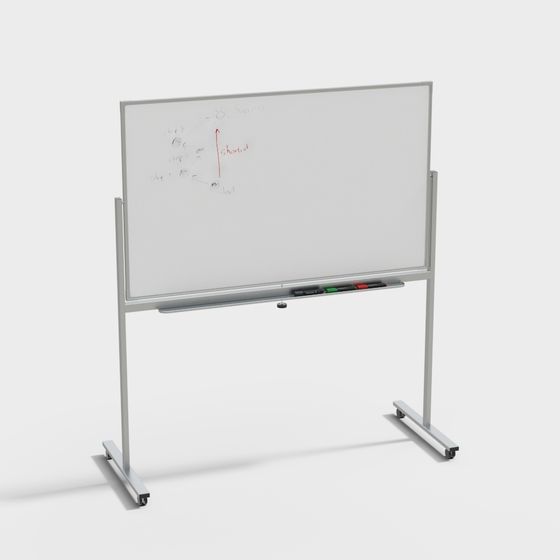 Low Poly Mobile Whiteboard 3D model for Creative Spaces