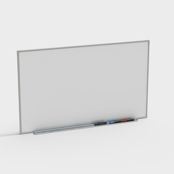 Modern White Board 3D Model in Gray Metal and Glass