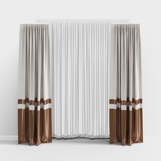 Low Poly Curtain 3D model for Modern Interiors