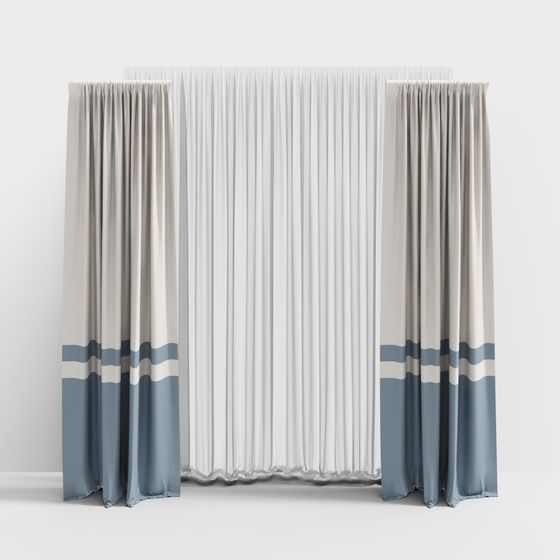 Stylish Low-Polygon Curtain 3D model for Contemporary Spaces