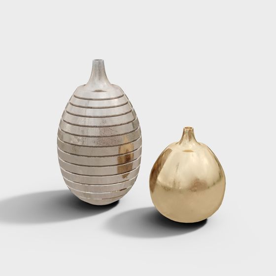 Elegant Silver and Gold Vase 3D model