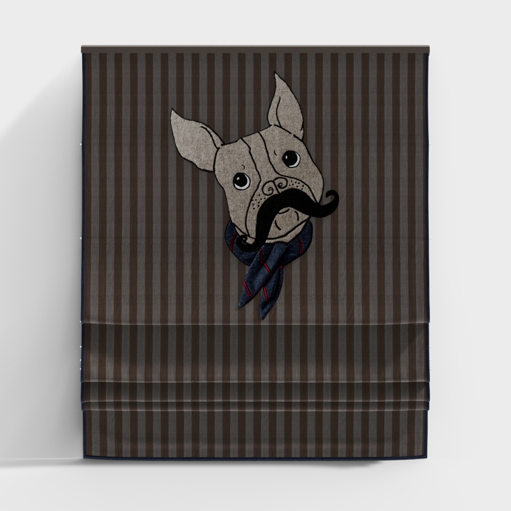 Low-Poly French Bulldog 3D Model with Blue Scarf