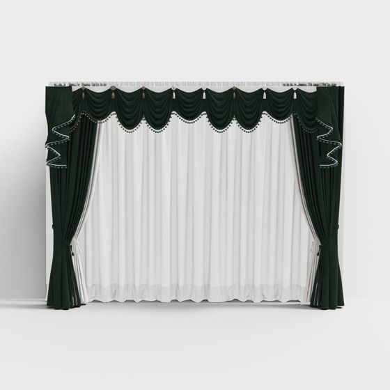 Grand Velvet Curtain 3D model for Elegant Designs