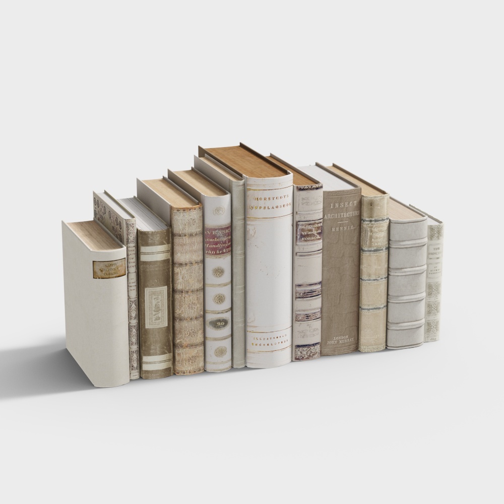 Vintage Style Books 3D Model Collection