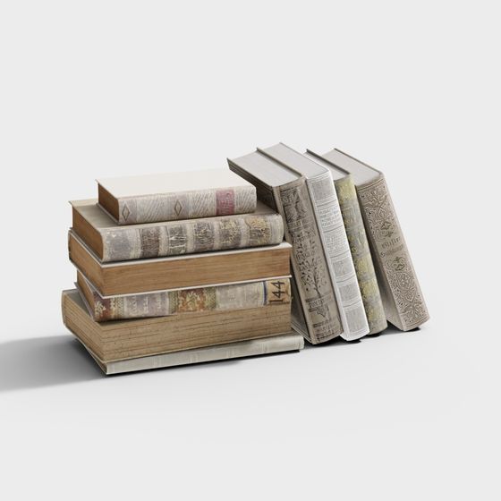 Vintage Book Stack 3D model