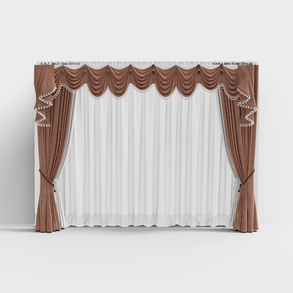 Elegant Low-Poly Curtain 3D model