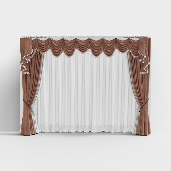 Elegant Low-Poly Curtain 3D model