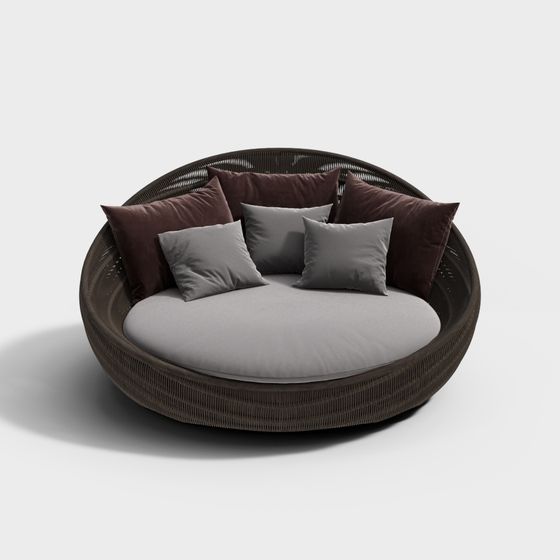 Stylish Round Bed 3D model with Unique Design