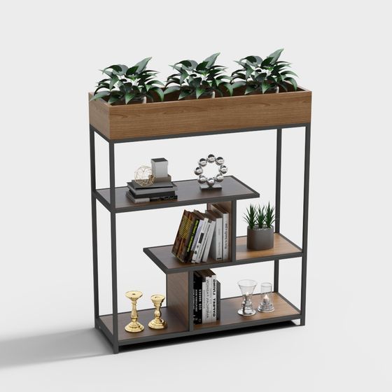 Stylish Industrial Bookshelf 3D model for Modern Spaces