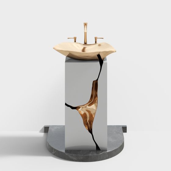 Flowing Gold Column 3D model