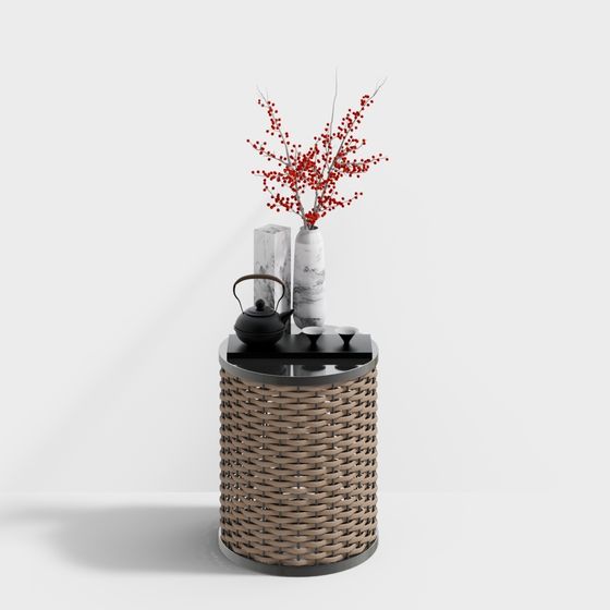 Woven Side Table 3D model for Modern Aesthetics