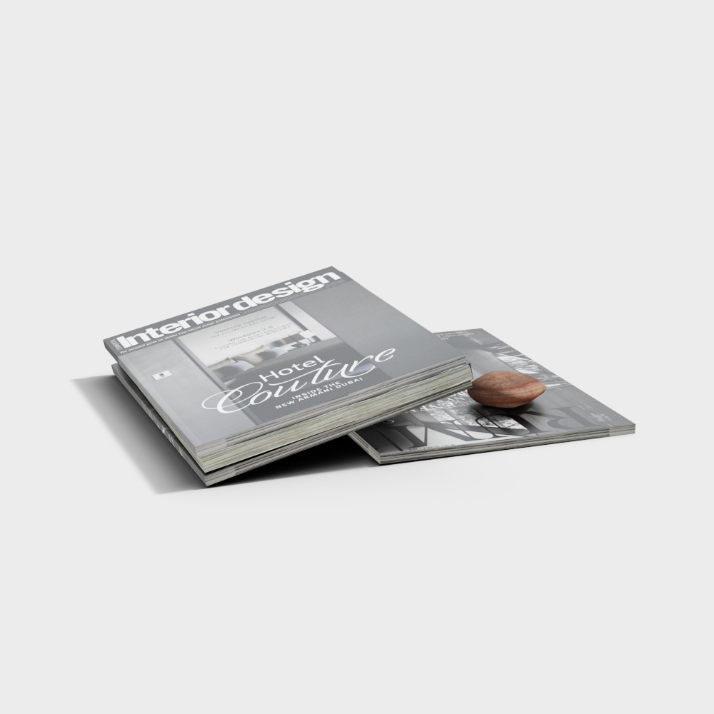 Low-Polygon Magazine Stack 3D Model – Elegant Gray Design