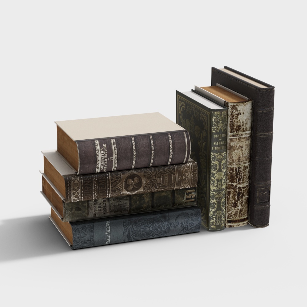 Vintage Book Stack 3D model